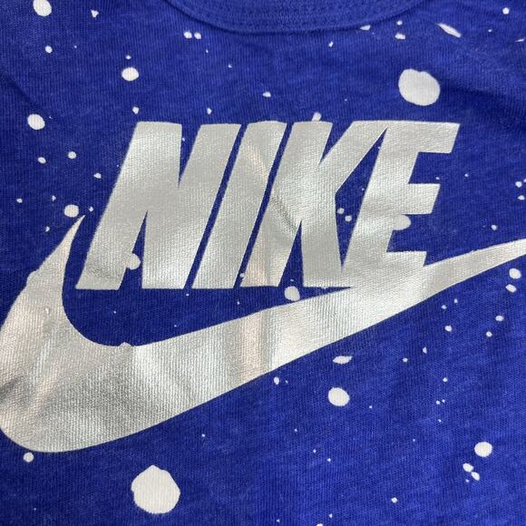 Nike Baby Set Blue Fleece Joggers & Long Sleeve Bodysuit White Logo Size 0–6 Mon - Picture 4 of 10